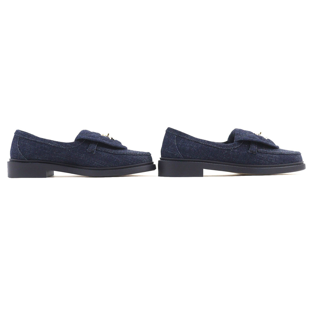 CHANEL loafers G45720 Main: Denim Indigo blue Women 35 1/2C Used Authentic