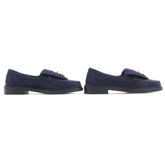 CHANEL loafers G45720 Main: Denim Indigo blue Women 35 1/2C Used Authentic