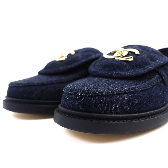 CHANEL loafers G45720 Main: Denim Indigo blue Women 35 1/2C Used Authentic