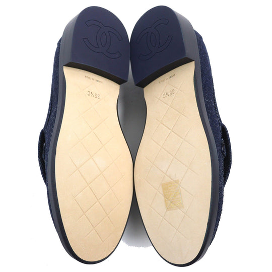 CHANEL loafers G45720 Main: Denim Indigo blue Women 35 1/2C Used Authentic