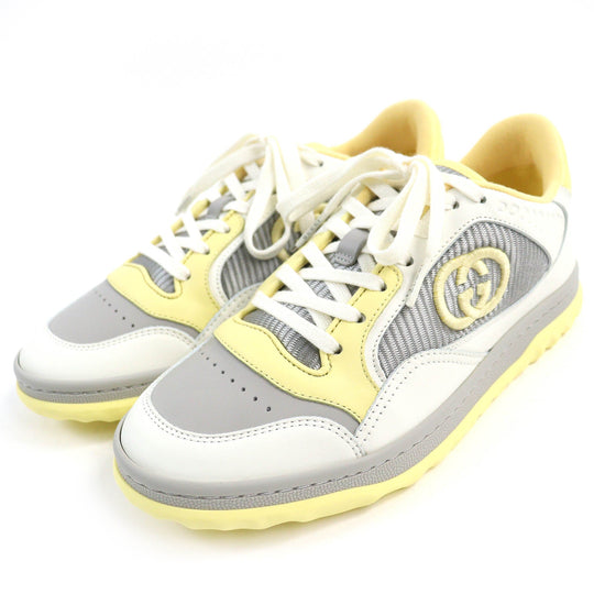 GUCCI sneakers 747954 Main: Leather Yellow Gray Off-white type MAC80 Women 36 1/2 Used Authentic