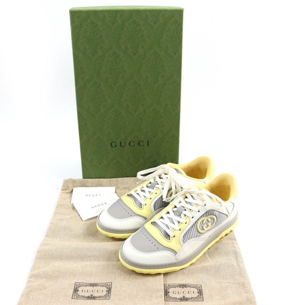 GUCCI sneakers 747954 Main: Leather Yellow Gray Off-white type MAC80 Women 36 1/2 Used Authentic