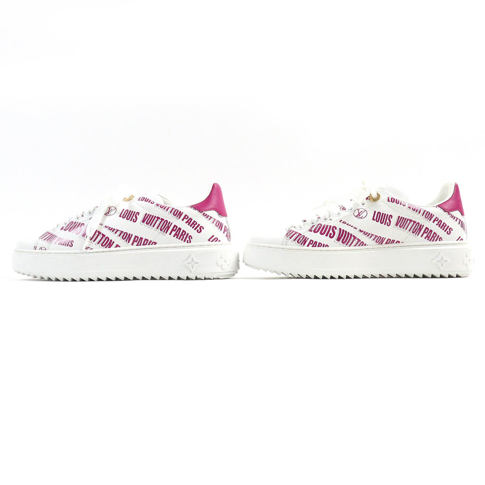 LOUIS VUITTON Low cut sneakers Main: Leather White pink Timeout line Women 36 1/2 Used Authentic