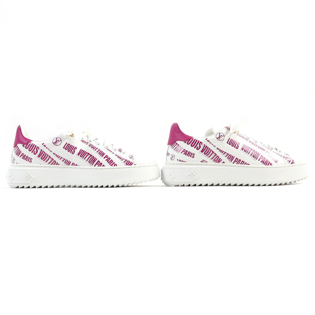 LOUIS VUITTON Low cut sneakers Main: Leather White pink Timeout line Women 36 1/2 Used Authentic