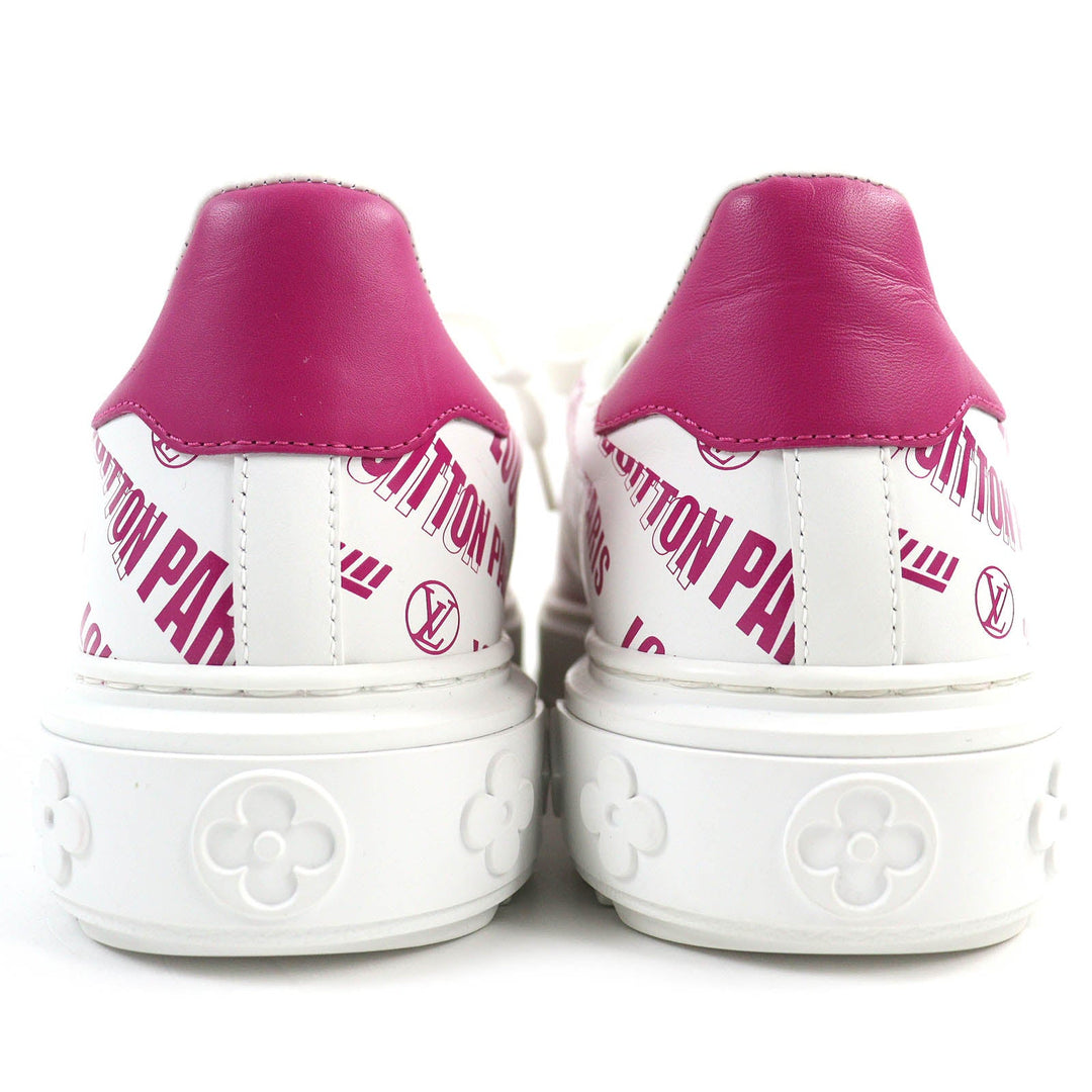 LOUIS VUITTON Low cut sneakers Main: Leather White pink Timeout line Women 36 1/2 Used Authentic