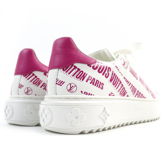LOUIS VUITTON Low cut sneakers Main: Leather White pink Timeout line Women 36 1/2 Used Authentic