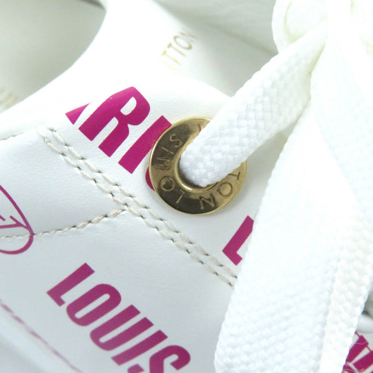 LOUIS VUITTON Low cut sneakers Main: Leather White pink Timeout line Women 36 1/2 Used Authentic