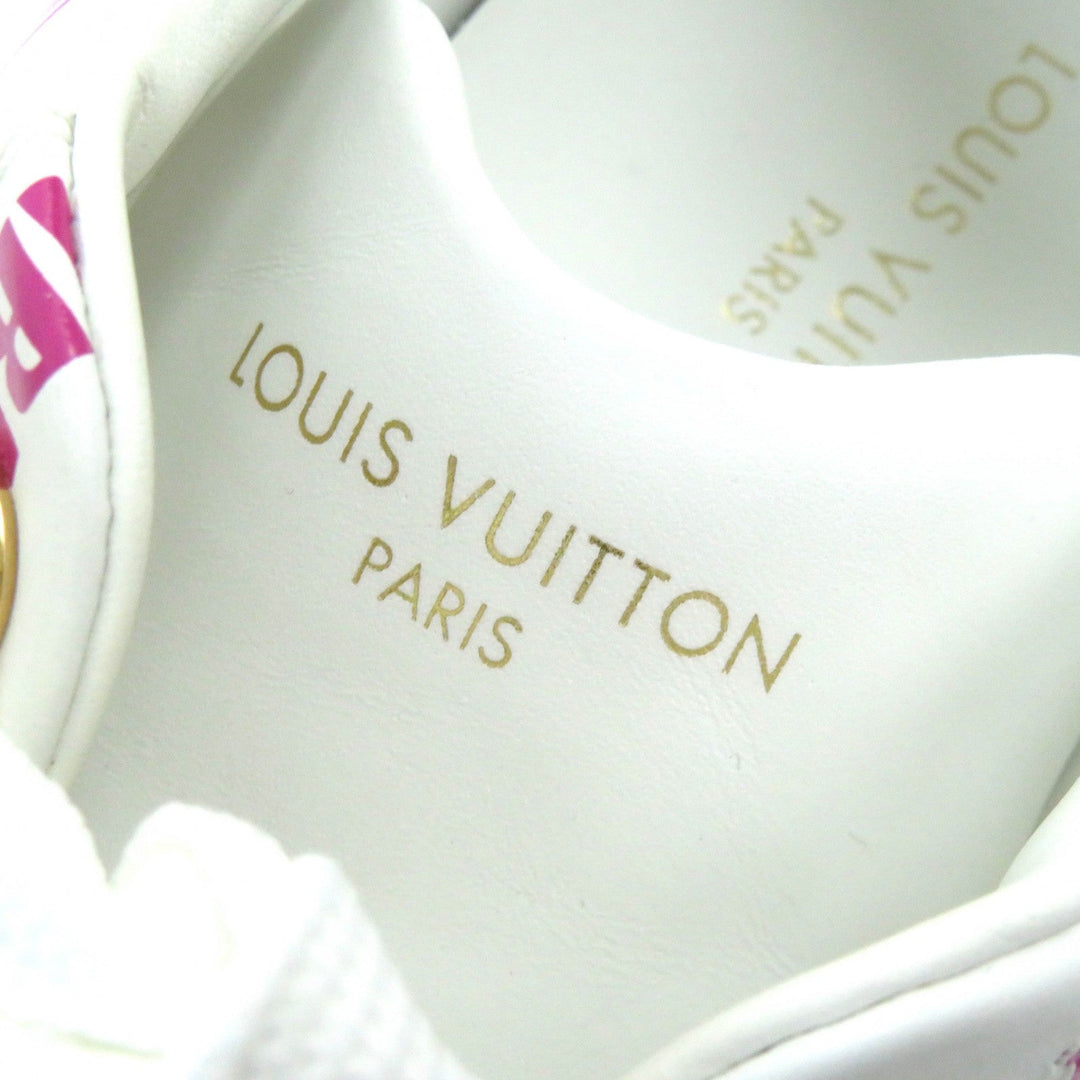 LOUIS VUITTON Low cut sneakers Main: Leather White pink Timeout line Women 36 1/2 Used Authentic