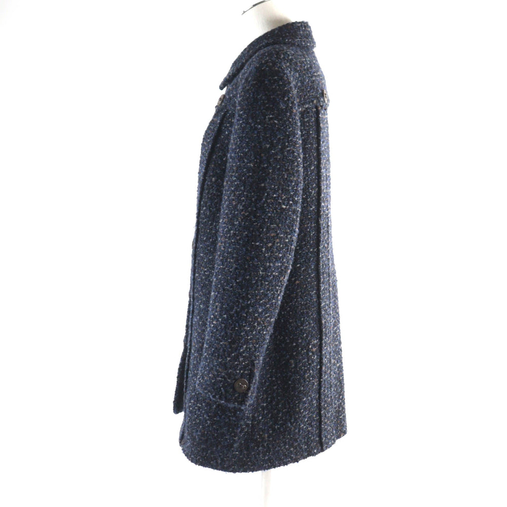 CHANEL coat 02A P19979 Outer: 75% wool, Outer: 20% mohair, Outer: 5% nylon, Lining: 95% silk, Lining: 5% elastane (polyurethane) Navy type Women 46 Used Authentic