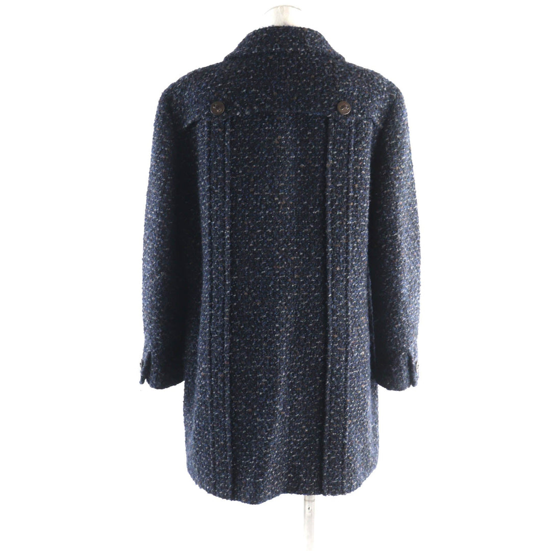 CHANEL coat 02A P19979 Outer: 75% wool, Outer: 20% mohair, Outer: 5% nylon, Lining: 95% silk, Lining: 5% elastane (polyurethane) Navy type Women 46 Used Authentic