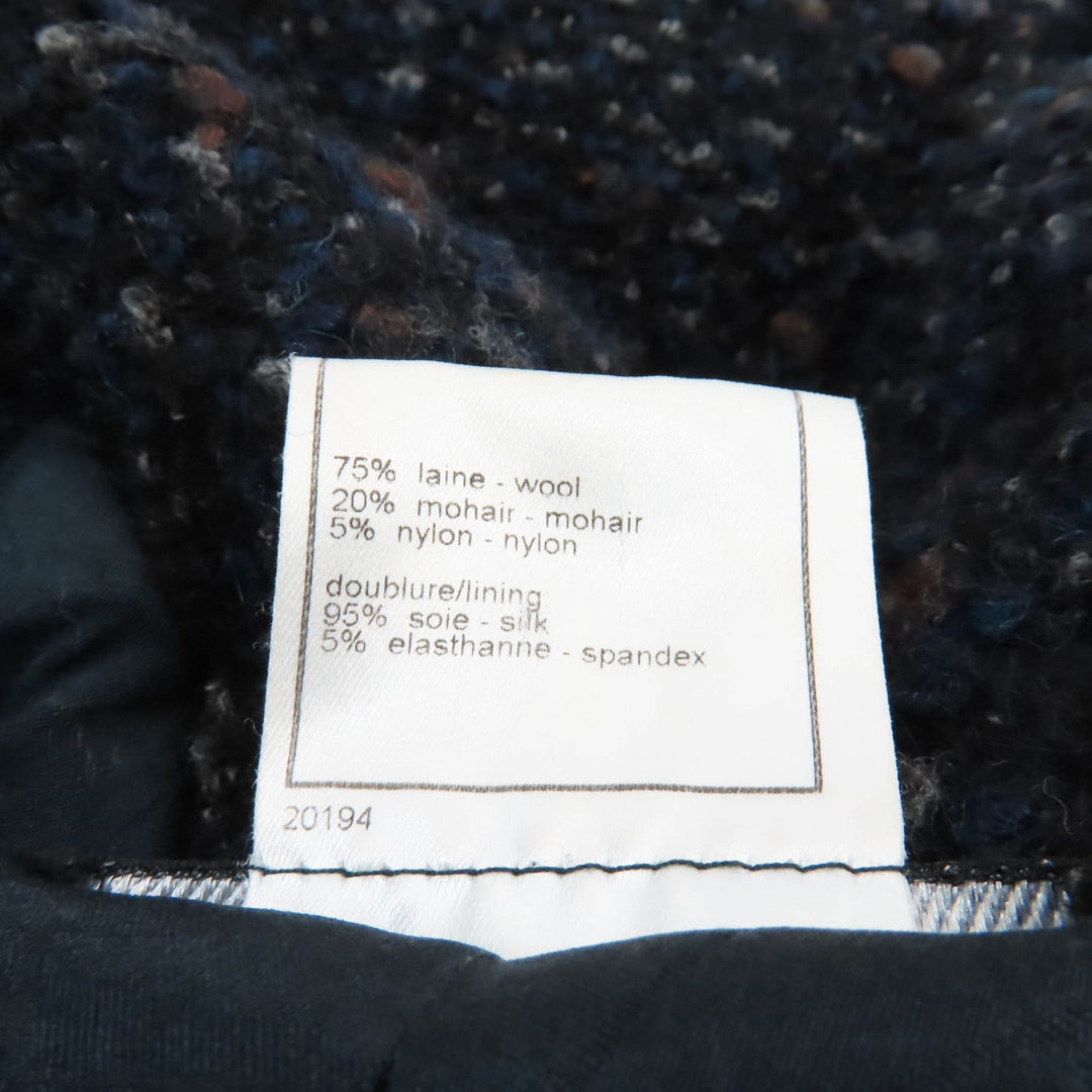 CHANEL coat 02A P19979 Outer: 75% wool, Outer: 20% mohair, Outer: 5% nylon, Lining: 95% silk, Lining: 5% elastane (polyurethane) Navy type Women 46 Used Authentic
