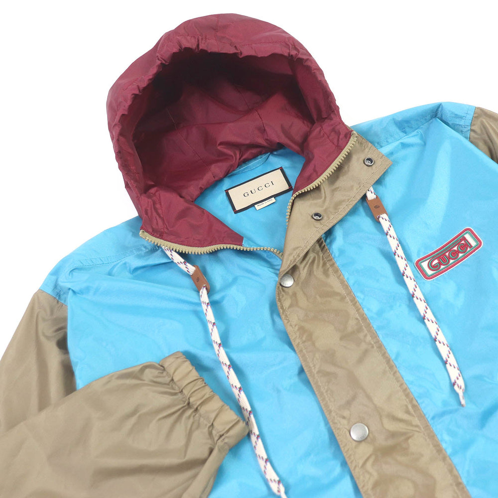 GUCCI Mountain Hoodie 740572 Main: 100% nylon, Part: 100% polyester, Leather part: Cowhide Blue type Multicolor mens 42 Used Authentic