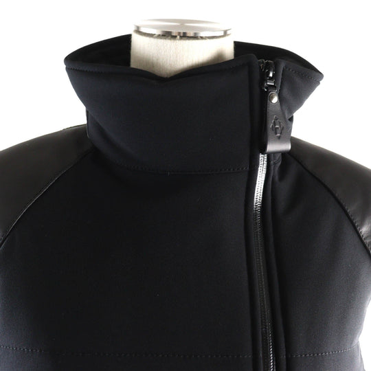 HERMES Down vest Outer material: 56% nylon, Outer material: 21% polyester, Outer material: 23% polyurethane, Part: cowhide, Filling: 90% down, Part: 100% polyester black Women 38 Used Authentic