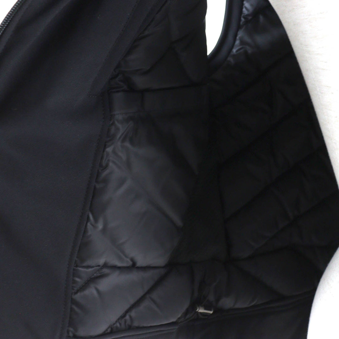 HERMES Down vest Outer material: 56% nylon, Outer material: 21% polyester, Outer material: 23% polyurethane, Part: cowhide, Filling: 90% down, Part: 100% polyester black Women 38 Used Authentic