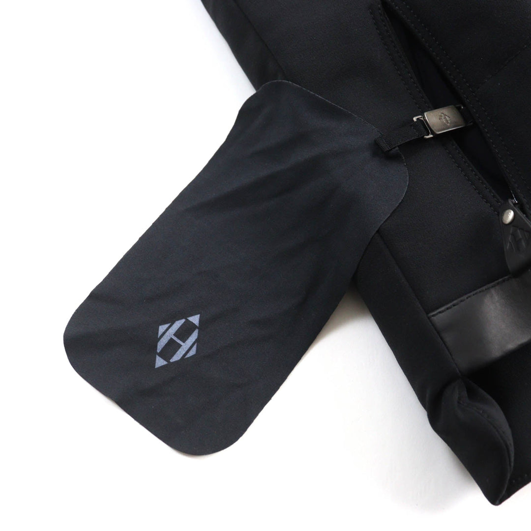 HERMES Down vest Outer material: 56% nylon, Outer material: 21% polyester, Outer material: 23% polyurethane, Part: cowhide, Filling: 90% down, Part: 100% polyester black Women 38 Used Authentic