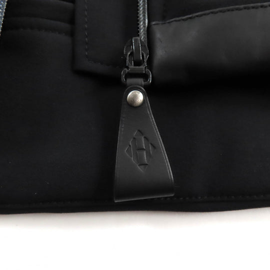 HERMES Down vest Outer material: 56% nylon, Outer material: 21% polyester, Outer material: 23% polyurethane, Part: cowhide, Filling: 90% down, Part: 100% polyester black Women 38 Used Authentic