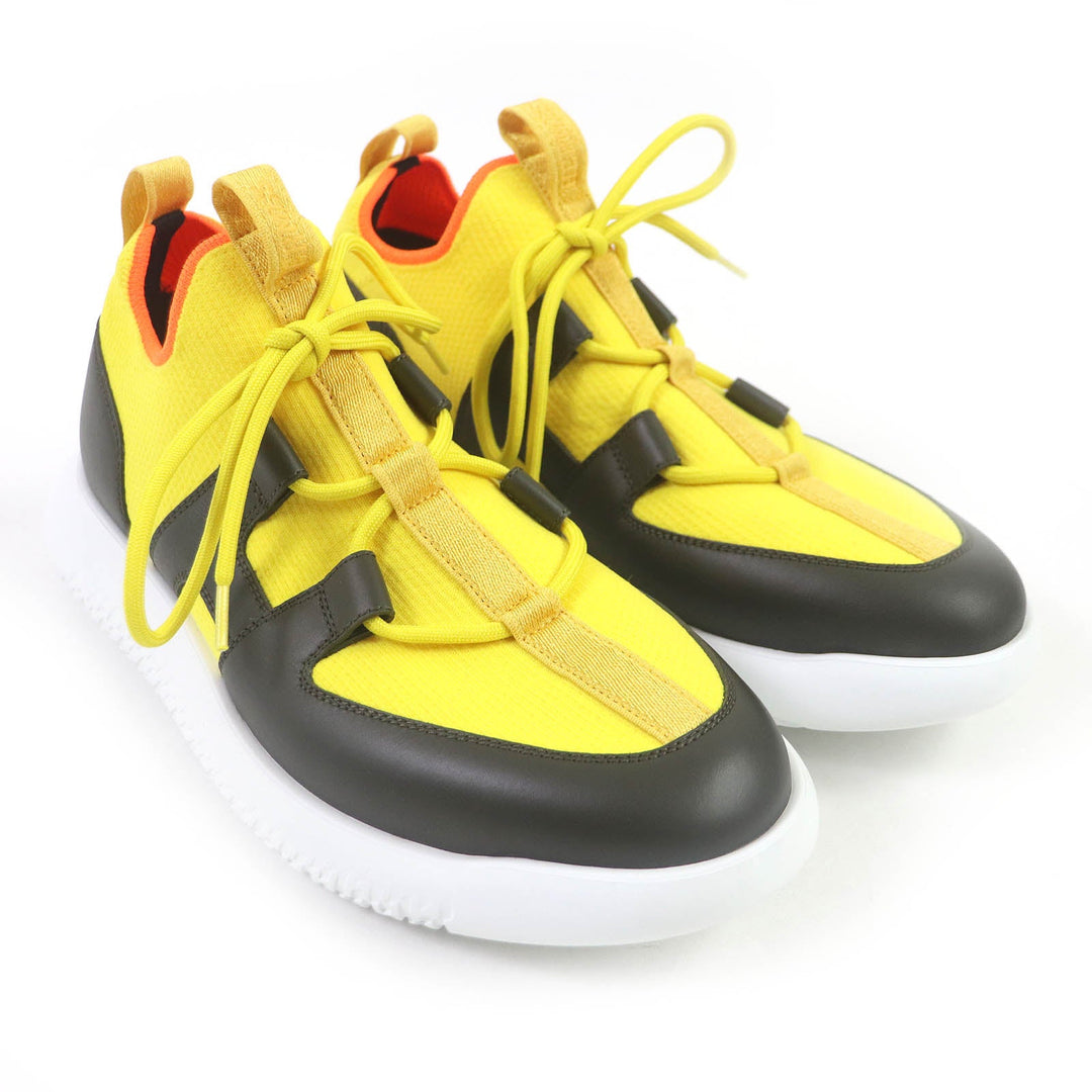 HERMES Low cut sneakers Main: Leather, Main: Knit Yellow black Duel mens 40 Used Authentic