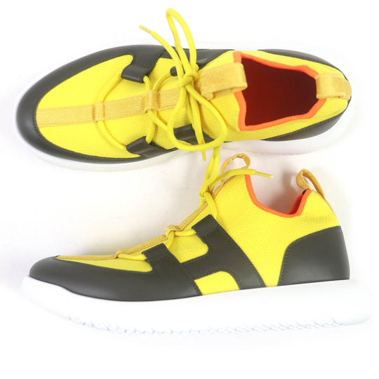 HERMES Low cut sneakers Main: Leather, Main: Knit Yellow black Duel mens 40 Used Authentic
