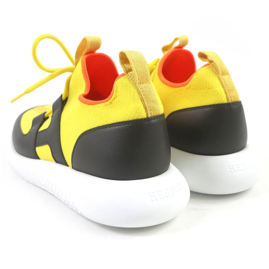 HERMES Low cut sneakers Main: Leather, Main: Knit Yellow black Duel mens 40 Used Authentic