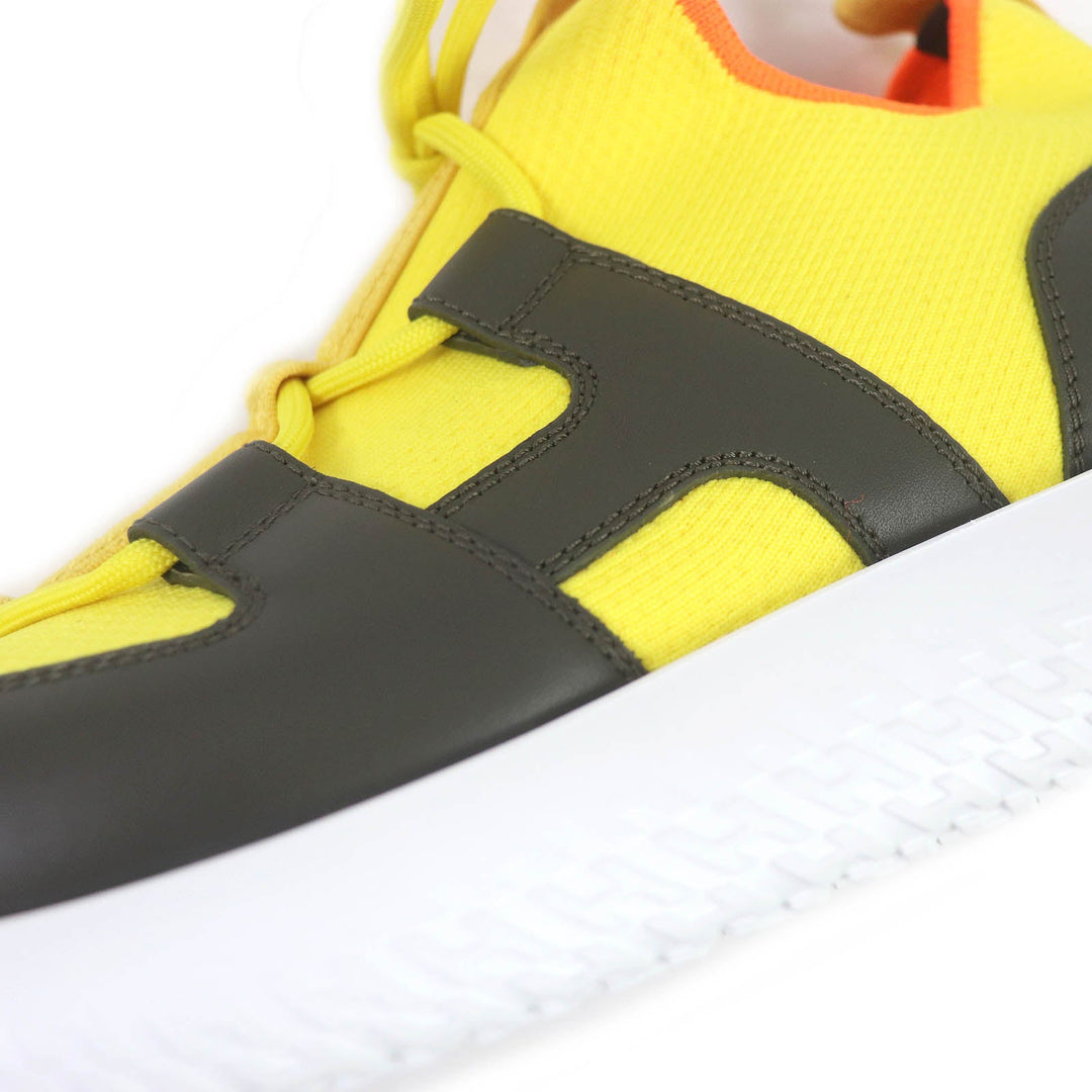 HERMES Low cut sneakers Main: Leather, Main: Knit Yellow black Duel mens 40 Used Authentic