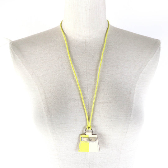 HERMES Necklace Main: Leather, Part: Gold Plated Beige yellow Mont Petit Kelly Women Used Authentic