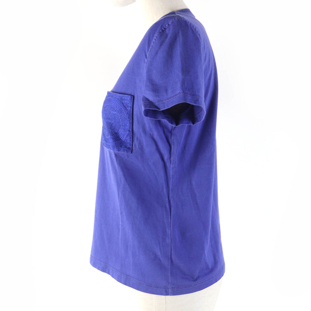 HERMES Short sleeve T-shirt 3E4620DL Main: 100% cotton, part: 100% polyester, part: 100% viscose Blue type Women 38 Used Authentic