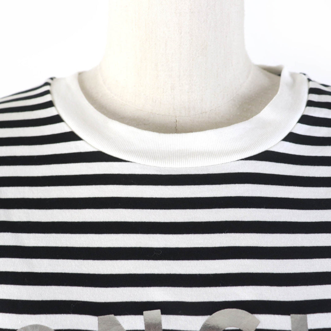 MONCLER Short sleeve T-shirt Main: 100% cotton, part: 98% cotton, part: 2% polyurethane Black White Women XS Used Authentic