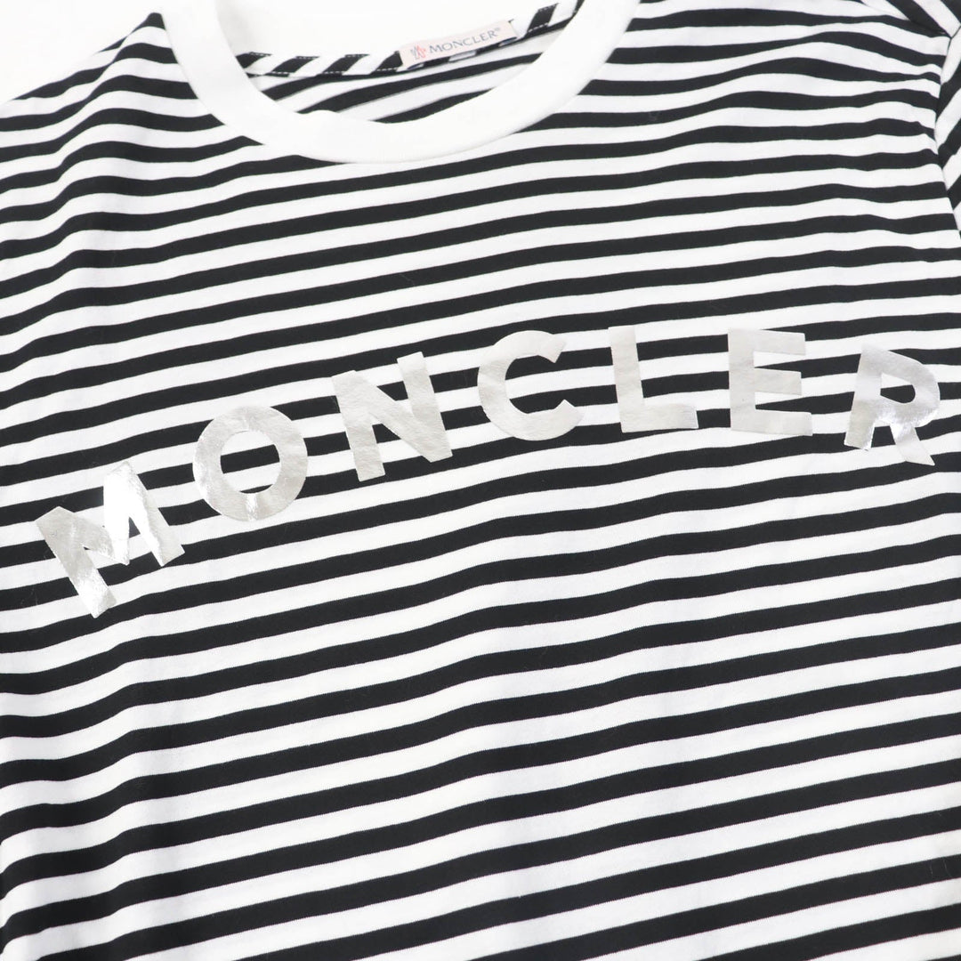 MONCLER Short sleeve T-shirt Main: 100% cotton, part: 98% cotton, part: 2% polyurethane Black White Women XS Used Authentic