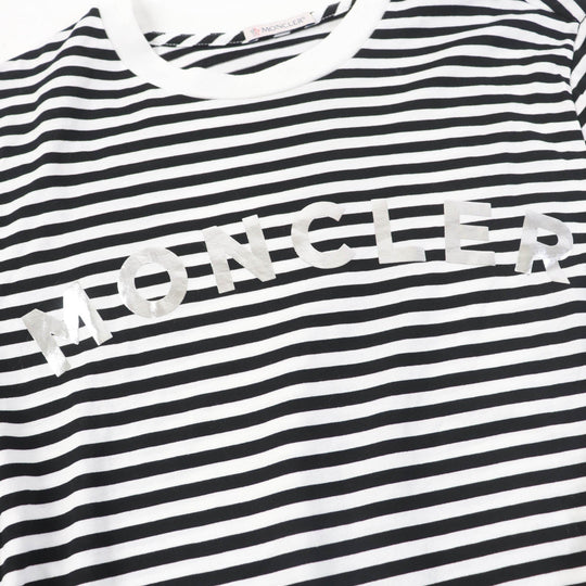 MONCLER Short sleeve T-shirt Main: 100% cotton, part: 98% cotton, part: 2% polyurethane Black White Women XS Used Authentic