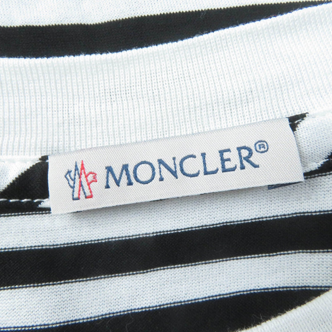 MONCLER Short sleeve T-shirt Main: 100% cotton, part: 98% cotton, part: 2% polyurethane Black White Women XS Used Authentic