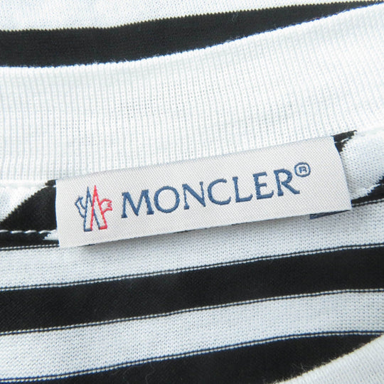 MONCLER Short sleeve T-shirt Main: 100% cotton, part: 98% cotton, part: 2% polyurethane Black White Women XS Used Authentic