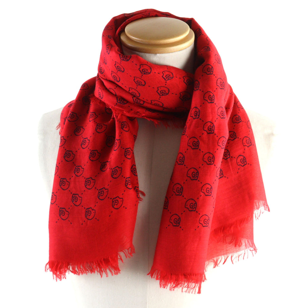 GUCCI scarf 453225 Main: 85% rayon, Main: 15% silk Red black mens Used Authentic