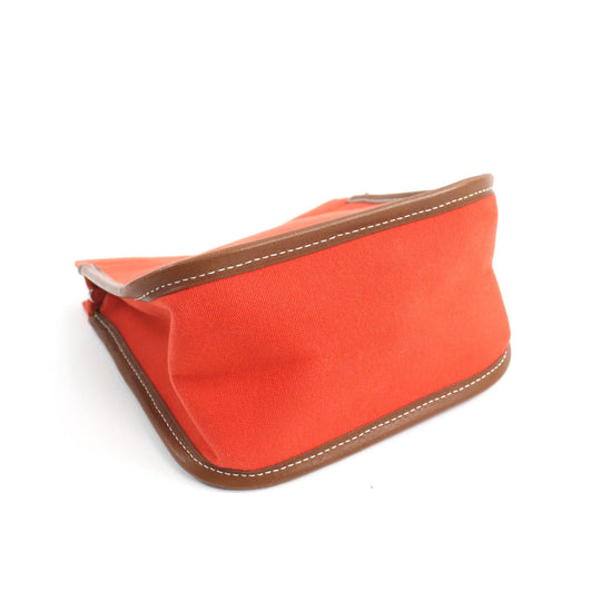 HERMES Pouch Main: Cotton, Lining: Polyurethane, Lining: Cotton, Lining: Polyamide, Part: Leather Orange Camille Women Used Authentic