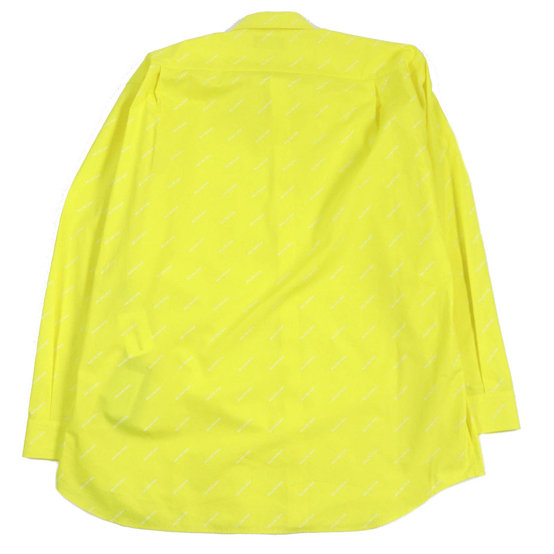 BALENCIAGA Long sleeve shirt 534333 Main: 100% cotton yellow ALL OVER LOGO SHIRT mens 40 Used Authentic