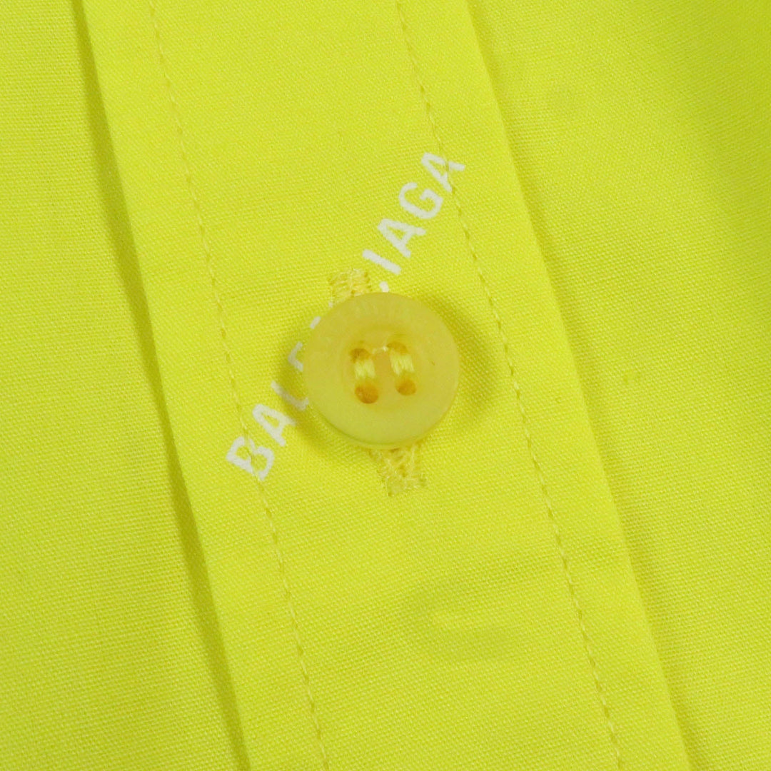 BALENCIAGA Long sleeve shirt 534333 Main: 100% cotton yellow ALL OVER LOGO SHIRT mens 40 Used Authentic