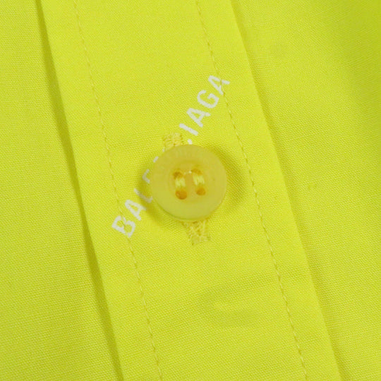 BALENCIAGA Long sleeve shirt 534333 Main: 100% cotton yellow ALL OVER LOGO SHIRT mens 40 Used Authentic
