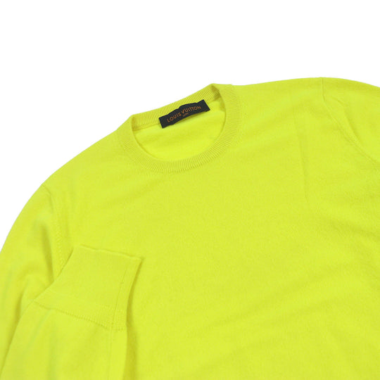 LOUIS VUITTON knit Main: 99% cashmere, Main: 1% wool Neon yellow mens L Used Authentic