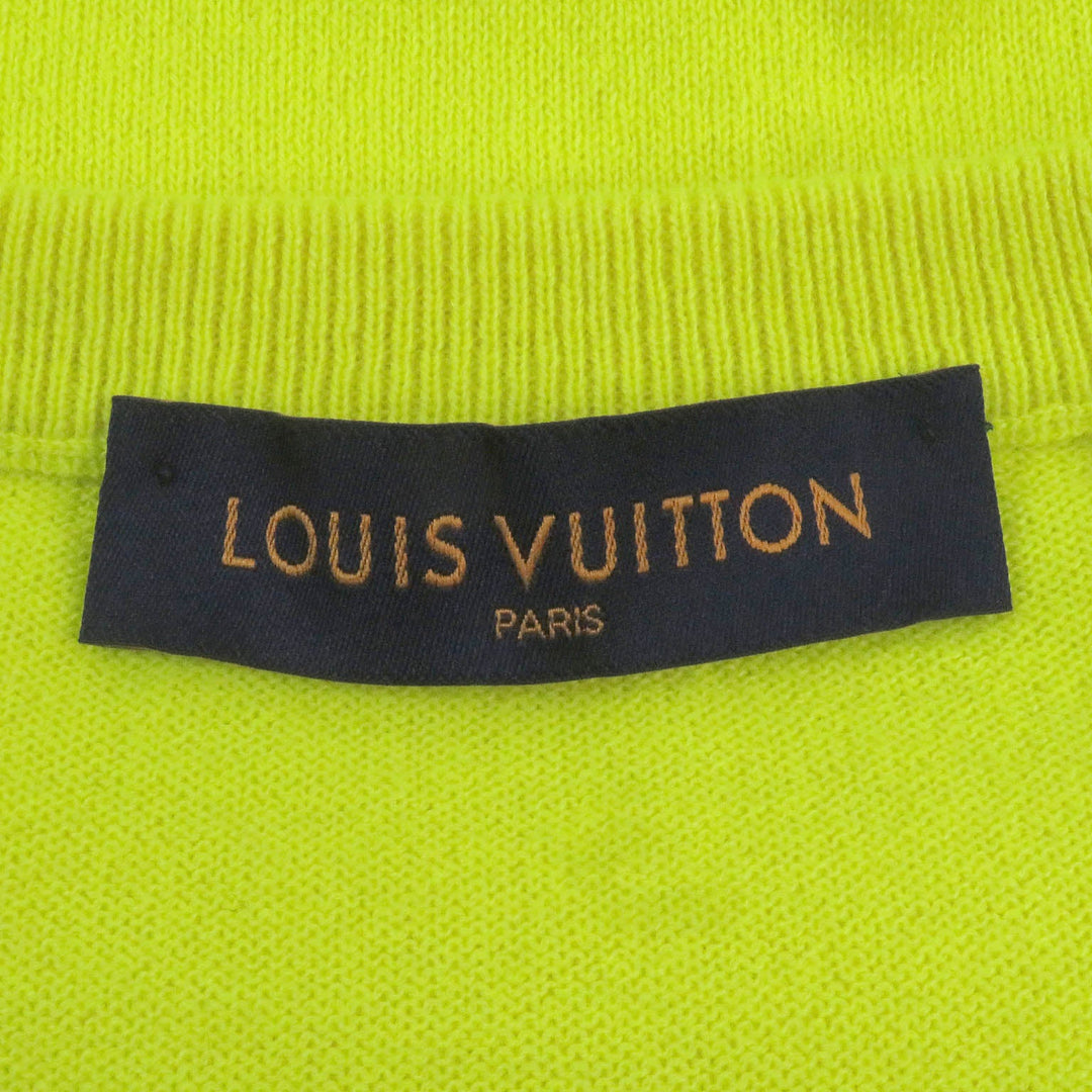 LOUIS VUITTON knit Main: 99% cashmere, Main: 1% wool Neon yellow mens L Used Authentic