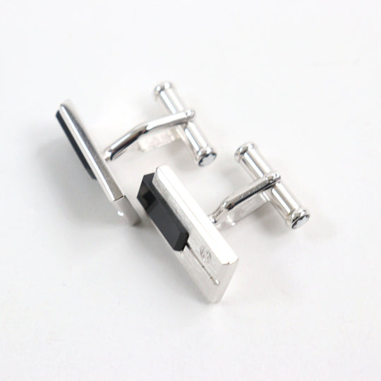 MONTBLANC cuffs Main: SV925, Part: Onyx Silver black mens Used Authentic