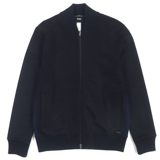 HUGO BOSS Blouson Outer material: 38% rayon, 30% polyester, 16% polyester, 14% wool, 2% polyurethane Navy SLIM FIT mens S Used Authentic