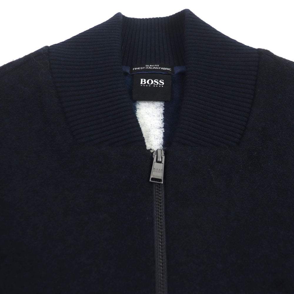 HUGO BOSS Blouson Outer material: 38% rayon, 30% polyester, 16% polyester, 14% wool, 2% polyurethane Navy SLIM FIT mens S Used Authentic