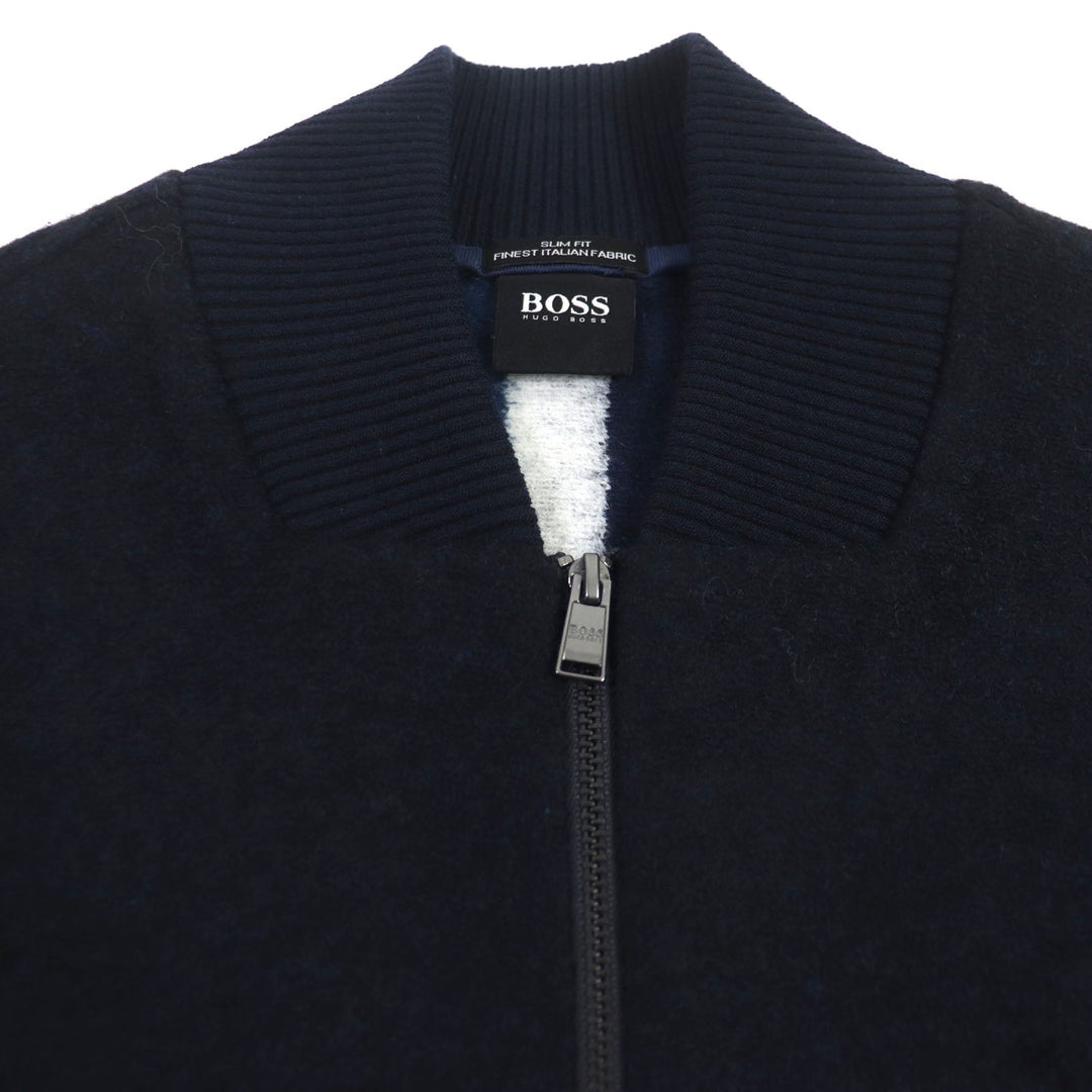 HUGO BOSS Blouson Outer material: 38% rayon, 30% polyester, 16% polyester, 14% wool, 2% polyurethane Navy SLIM FIT mens S Used Authentic