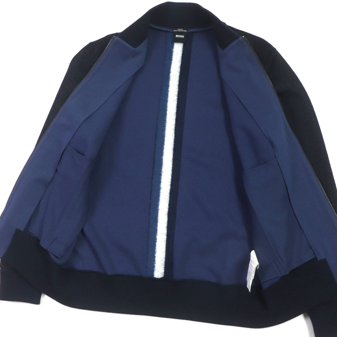 HUGO BOSS Blouson Outer material: 38% rayon, 30% polyester, 16% polyester, 14% wool, 2% polyurethane Navy SLIM FIT mens S Used Authentic