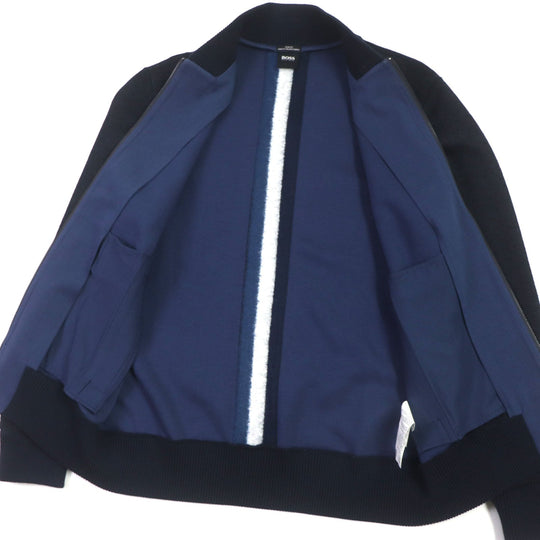 HUGO BOSS Blouson Outer material: 38% rayon, 30% polyester, 16% polyester, 14% wool, 2% polyurethane Navy SLIM FIT mens S Used Authentic