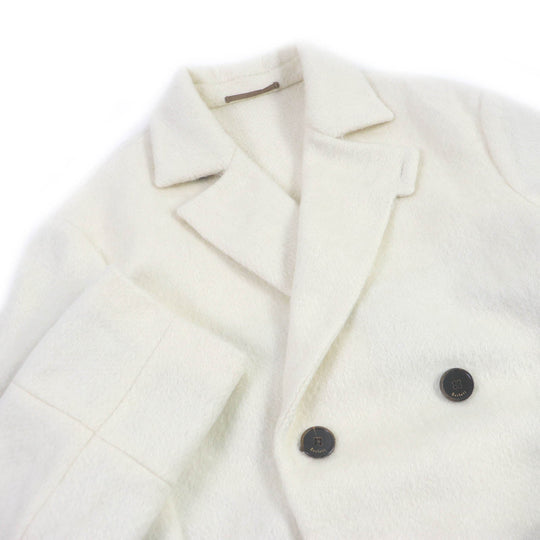 Berluti Chester coat Main: 42% alpaca, Main: 36% mohair, Main: 13% nylon, Main: 9% wool, Sleeve lining: 100% rayon Ivory mens 44 Used Authentic