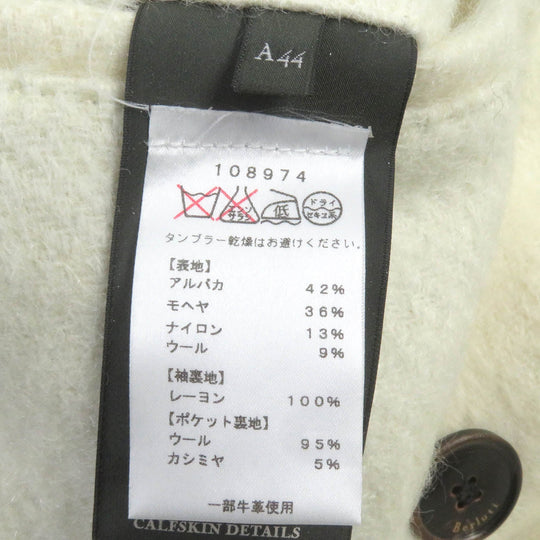 Berluti Chester coat Main: 42% alpaca, Main: 36% mohair, Main: 13% nylon, Main: 9% wool, Sleeve lining: 100% rayon Ivory mens 44 Used Authentic