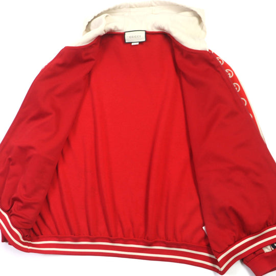GUCCI Track jacket 575758 Outer: 55% polyester, Outer: 45% cotton, Part: 84% polyester, Part: 14% nylon, Part: 2% polyurethane Red beige Interlocking G mens XL Used Authentic