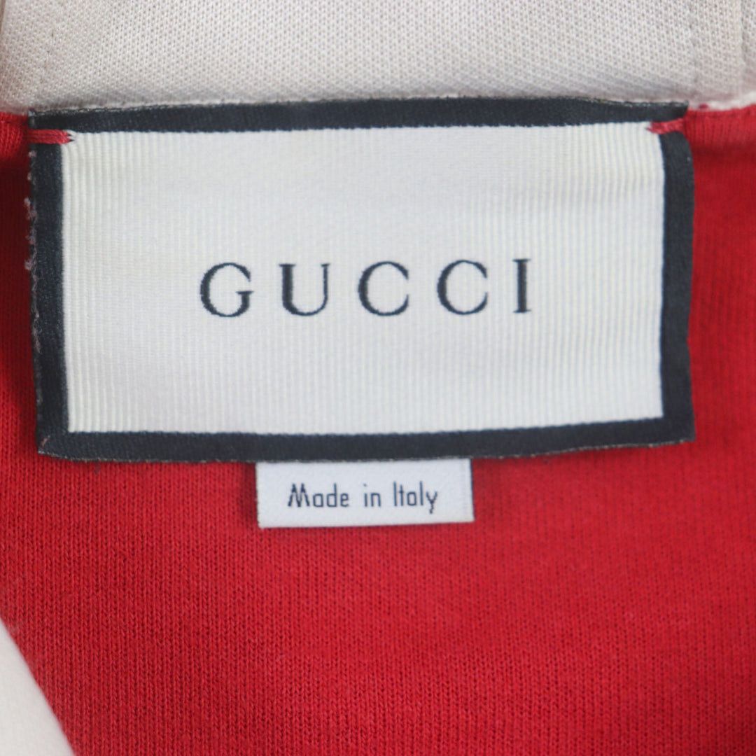 GUCCI Track jacket 575758 Outer: 55% polyester, Outer: 45% cotton, Part: 84% polyester, Part: 14% nylon, Part: 2% polyurethane Red beige Interlocking G mens XL Used Authentic