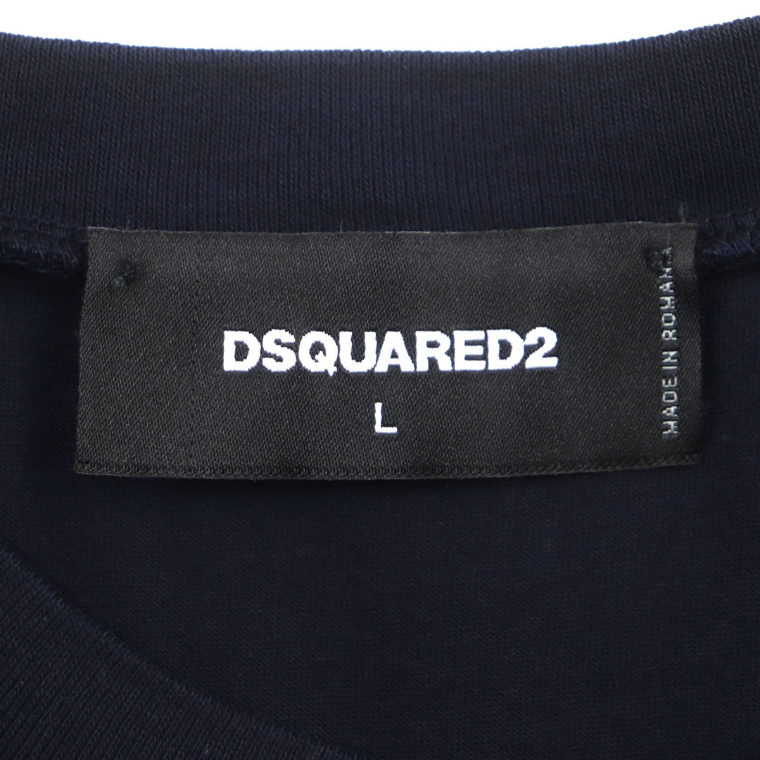 DSQUARED2 Short sleeve T-shirt S74GD0759 Outer material: 100% cotton Navy mens L Used Authentic