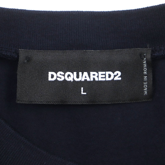DSQUARED2 Short sleeve T-shirt S74GD0759 Outer material: 100% cotton Navy mens L Used Authentic